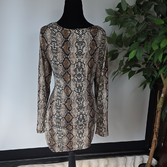 Cinny Brown and Cream Snake Print Tunic - Picture 3 of 7